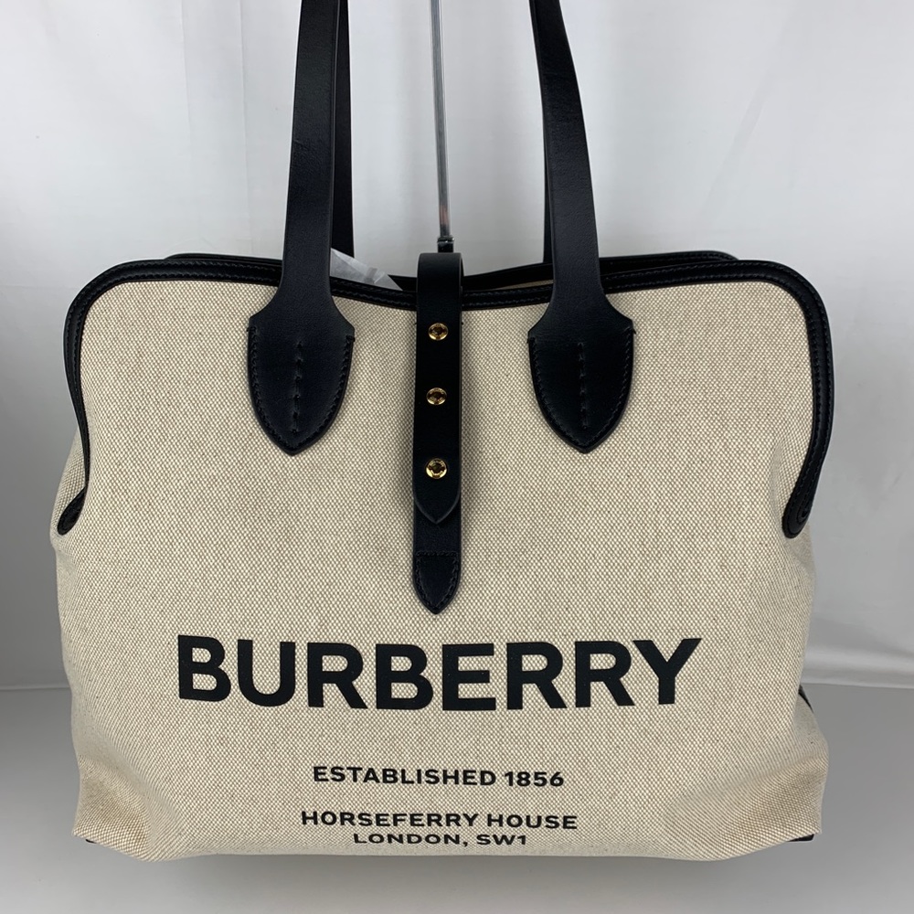 New Burberry Soft Cotton & Leather Belt Bag - Picture 1 of 8